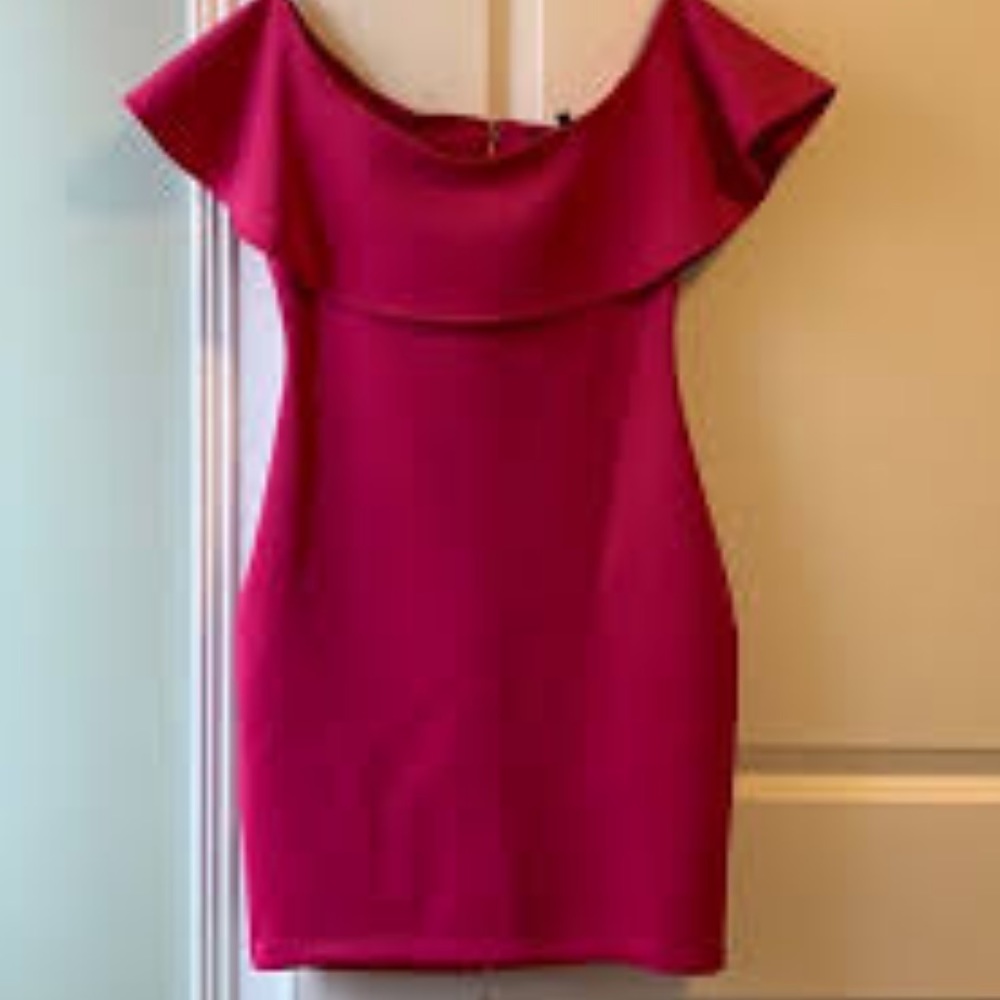 Guess hot pink off the shoulder mini dress